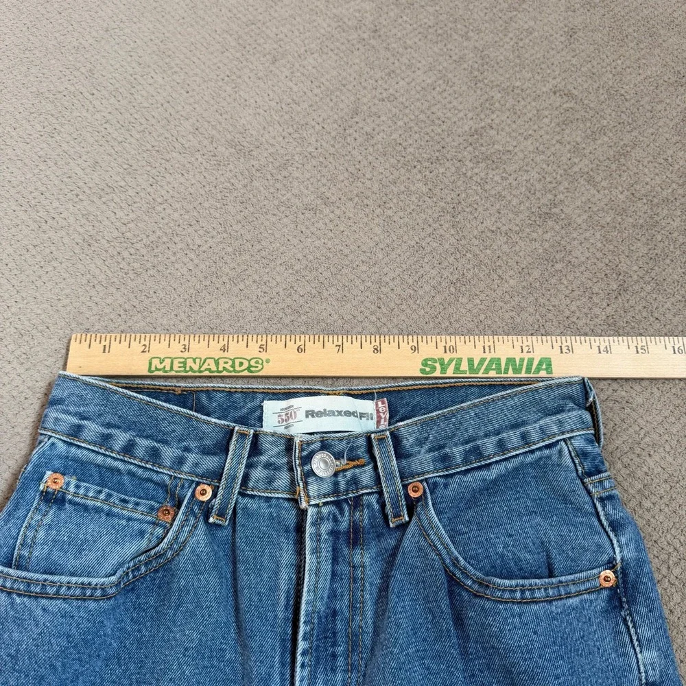Vintage 1990s Levis 550 Relaxed Fit Jeans Medium Wash Blue Denim 18 Slim 27x29